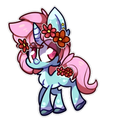 Size: 271x300 | Tagged: artist needed, safe, oc, oc only, oc:scoops, pony, unicorn, chest fluff, flower, flower in hair, simple background, solo, transparent background, unicorn oc