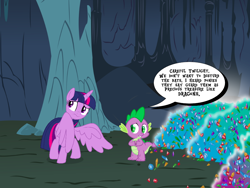 Size: 1024x768 | Tagged: safe, spike, twilight sparkle, twilight sparkle (alicorn), alicorn, dragon, caves, comic, guardians of the rainbow crystals