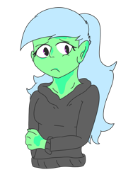 Size: 769x1024 | Tagged: safe, artist:artisticfangirl7, oc, oc:green heart, equestria girls, bust, female, shy, solo, vitiligo