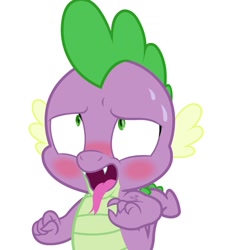 Size: 1005x1106 | Tagged: safe, artist:spookitty, spike, dragon, ahegao, ahego meme, blushing, claws, meme, movie accurate, open mouth, sweat, tongue out, wings