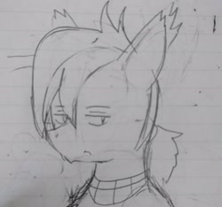 Size: 2160x2014 | Tagged: safe, artist:omegapony16, oc, oc only, hybrid, original species, sphinx, bust, frown, lineart, lined paper, sketch, solo, sphinx pony, traditional art, wip