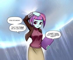 Size: 1000x818 | Tagged: safe, artist:twilite-sparkleplz, sunny flare, equestria girls, clothes, force field, rain, solo, sunny flare's wrist devices