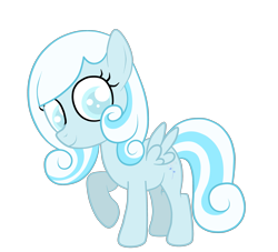 Size: 2921x2653 | Tagged: safe, artist:squipycheetah, oc, oc only, oc:snowdrop, pegasus, pony, blind, cute, female, filly, looking back, raised hoof, simple background, solo, spread wings, transparent background, wings