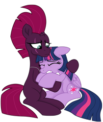 Size: 9450x11242 | Tagged: safe, artist:ejlightning007arts, tempest shadow, twilight sparkle, twilight sparkle (alicorn), alicorn, pony, unicorn, broken horn, crying, female, horn, lesbian, shipping, tempestlight