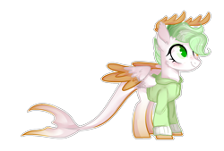 Size: 1924x1300 | Tagged: safe, artist:shiroikitten, oc, original species, pegasus, shark pony, antlers, base used, clothes, female, heterochromia, hoodie, mare, simple background, solo, transparent background, two toned wings, wings
