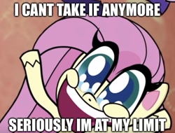 Size: 562x427 | Tagged: safe, edit, edited screencap, screencap, fluttershy, pegasus, pony, my little pony: pony life, caption, cropped, engrish, exuberant airdancer fluttershy, female, image macro, mare, meme, misspelling, noodle arms, text