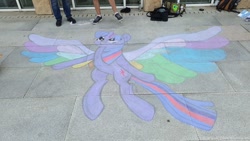 Size: 1280x720 | Tagged: safe, artist:jan0o, artist:themisto97, twilight sparkle, twilight sparkle (alicorn), alicorn, pony, rainbow roadtrip, chalk drawing, galacon, galacon 2019, germany, solo, traditional art, wing bling