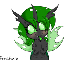 Size: 2500x2087 | Tagged: safe, artist:freefraq, oc, oc only, changeling, commission, cute, green changeling, solo