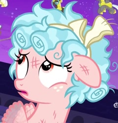 Size: 875x912 | Tagged: safe, screencap, cozy glow, pegasus, pony, school raze, cozybuse, cropped, foal, guard, messy hair, messy mane, solo focus