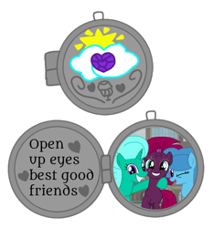 Size: 1007x1080 | Tagged: safe, artist:徐詩珮, fizzlepop berrytwist, glitter drops, spring rain, tempest shadow, pony, unicorn, broken horn, eye scar, female, glittershadow, horn, jewelry, lesbian, locket, mare, necklace, open up your eyes, polyamory, scar, shipping, simple background, springdrops, springshadow, springshadowdrops, transparent background