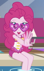 Size: 668x1068 | Tagged: safe, screencap, pinkie pie, better together, equestria girls, i'm on a yacht, clothes, cropped, cute, diapinkes, solo, sunglasses, swimsuit