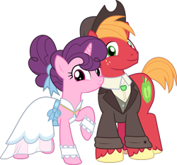 Size: 5500x5123 | Tagged: safe, artist:jhayarr23, big macintosh, sugar belle, earth pony, pony, unicorn, the big mac question, absurd resolution, cute, female, husband and wife, male, mare, shipping, show accurate, simple background, smiling, stallion, straight, sugarmac, transparent background, vector