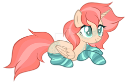 Size: 1280x834 | Tagged: safe, artist:magicdarkart, oc, alicorn, pony, alicorn oc, clothes, deviantart watermark, female, mare, obtrusive watermark, prone, simple background, socks, solo, striped socks, transparent background, watermark