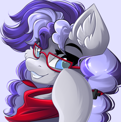Size: 3930x3948 | Tagged: safe, artist:airiniblock, oc, oc only, oc:cinnabyte, earth pony, pony, clothes, commission, earth pony oc, female, glasses, high res, mare, rcf community, scarf, smiling, solo