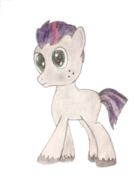 Size: 940x1253 | Tagged: safe, artist:soulless_76, oc, oc only, oc:dawn ash, earth pony, pony, 2020 community collab, blank flank, colored, derpibooru community collaboration, freckles, male, no cutie marks yet, photo, simple background, solo, stallion, traditional art, transparent background, unshorn fetlocks