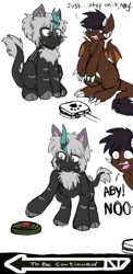 Size: 1080x2220 | Tagged: safe, artist:darrenfeline, oc, oc:abyssal hart, oc:onyx quill, dracony, hybrid, kirin, comic, horns, landmine, to be continued, wings