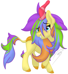 Size: 1309x1417 | Tagged: safe, alternate version, artist:soctavia, oc, oc:jellybean dreams, kirin, background removed, bedroom eyes, blushing, female, grin, mare, simple background, smiling, solo, transparent background