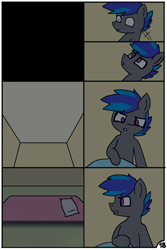 Size: 744x1116 | Tagged: safe, artist:pencil bolt, oc, oc:billy blue, earth pony, original species, pony, comic:do not fear, comic, female, male, night, room