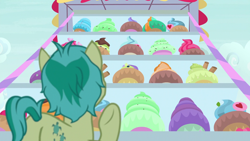 Size: 1920x1080 | Tagged: safe, screencap, sandbar, earth pony, pony, uprooted, cupcake, dream, food, giant food, male, solo