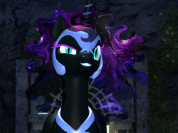 Size: 2048x1536 | Tagged: safe, artist:feuerrader-nmm, nightmare moon, pony, 3d, bust, dreamworks face, portrait, solo