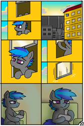 Size: 744x1116 | Tagged: safe, artist:pencil bolt, oc, oc:billy blue, earth pony, original species, pony, comic:do not fear, comic, female, male, morning, night, room, sun