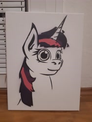 Size: 3456x4608 | Tagged: safe, artist:khaki-cap, twilight sparkle, alicorn, canvas, graffiti, profile picture, solo, spray paint, traditional art