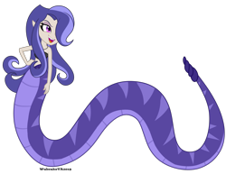 Size: 3000x2320 | Tagged: safe, artist:wubcakeva, oc, oc:euryale, lamia, original species, equestria girls, bare shoulders, clothes, fangs, female, high res, open mouth, sharp teeth, simple background, sleeveless, solo, teeth, transparent background