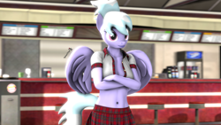 Size: 1920x1080 | Tagged: safe, artist:spinostud, cloudchaser, anthro, pegasus, 3d, clothes, diner, female, mare, midriff, plaid skirt, skirt, source filmmaker