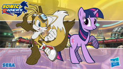 Size: 1920x1080 | Tagged: safe, artist:galaxyart, artist:lukaafx, twilight sparkle, unicorn twilight, unicorn, crossover, miles "tails" prower, sonic riders, sonic the hedgehog (series)