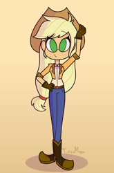 Size: 676x1024 | Tagged: safe, artist:cess_maga, applejack, human, hat, humanized