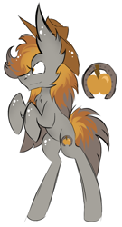 Size: 412x764 | Tagged: safe, artist:hunterthewastelander, oc, oc only, pony, female, hat, horseshoes, mare, offspring, parent:braeburn, parent:marble pie, parents:braeble, rearing, simple background, solo, white background