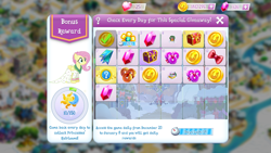 Size: 1920x1080 | Tagged: safe, flutterholly, fluttershy, pegasus, pony, a hearth's warming tail, bits, calendar, game screencap, gameloft, gem