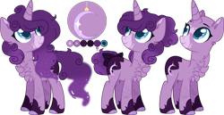 Size: 1246x642 | Tagged: safe, artist:sh3llysh00, oc, oc:lunar crystal, pony, unicorn, chest fluff, female, magical lesbian spawn, mare, offspring, parent:pinkie pie, parent:princess luna, parents:lunapie, simple background, transparent background