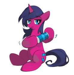 Size: 786x793 | Tagged: safe, artist:dusty-munji, oc, oc only, oc:fizzy pop, pony, unicorn, female, mare, shaking, simple background, soda can, solo, transparent background