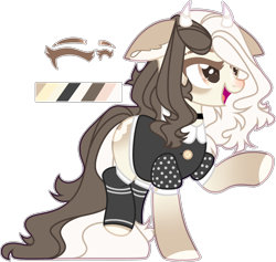 Size: 1024x971 | Tagged: safe, artist:rerorir, oc, earth pony, pony, clothes, female, horns, mare, simple background, solo, transparent background