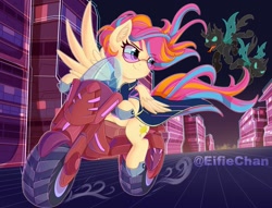 Size: 1275x975 | Tagged: safe, artist:katakiuchi4u, oc, changeling, pegasus, pony, babscon, cyberpunk