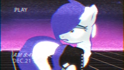 Size: 1920x1080 | Tagged: safe, artist:bastbrushie, oc, oc:brushie brusha, earth pony, pony, 80s, clothes, grid, neon, outfits, solo, timestamp, vhs