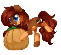 Size: 563x510 | Tagged: safe, artist:loyaldis, oc, oc only, oc:honeypot meadow, earth pony, pony, cute, female, gift art, mare, ocbetes, pumpkin, simple background, smiling, solo, transparent background, ych result