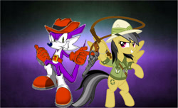 Size: 2988x1816 | Tagged: safe, artist:brandonale, daring do, crossover, fang the sniper, sonic the hedgehog (series)