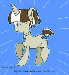 Size: 500x538 | Tagged: safe, artist:ask-tertiary-dash, oc, oc:lovelace, pony, unicorn, alternate hairstyle, ask lovelace, female, mare, solo, tongue out