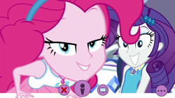 Size: 1920x1080 | Tagged: safe, screencap, pinkie pie, rarity, better together, do it for the ponygram!, equestria girls, geode of shielding, geode of sugar bombs, magical geodes