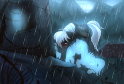 Size: 1519x1039 | Tagged: safe, artist:si1vr, bat pony, pony, sad, solo, spirit, temple