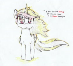 Size: 3550x3247 | Tagged: safe, artist:foxtrot3, oc, oc only, oc:vida emotionate, alicorn, pony, aura, looking at you, power, speech