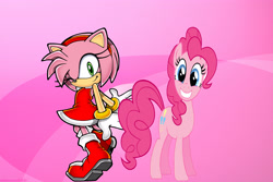 Size: 3456x2304 | Tagged: safe, artist:brandonale, pinkie pie, earth pony, pony, amy rose, crossover, sonic the hedgehog (series)