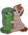 Size: 4089x5109 | Tagged: safe, artist:awgear, oc, oc:paint can, oc:polished gear, earth pony, pony, 2020 community collab, blank flank, blue eyes, brown mane, derpibooru community collaboration, father and child, father and daughter, female, green coat, green eyes, green mane, male, paint, parent and child, simple background, smiling, transparent background