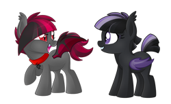 Size: 1303x795 | Tagged: safe, artist:crystal-tranquility, oc, oc only, oc:raspberry hope, oc:toxic heart, bat pony, pony, female, filly, simple background, transparent background