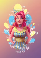 Size: 1409x1993 | Tagged: safe, artist:animesoul, pinkie pie, equestria girls, cutie mark, female, hat, looking at you, party hat, solo