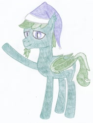 Size: 1420x1868 | Tagged: safe, artist:toshimatsu, oc, oc only, oc:slumber leaf, bat pony, solo, traditional art