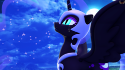 Size: 3840x2160 | Tagged: safe, artist:loveslove, nightmare moon, pony, 3d, crying, looking at each other, looking up, moon, source filmmaker