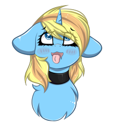 Size: 3222x3564 | Tagged: safe, artist:mimihappy99, oc, oc only, oc:skydreams, pony, unicorn, ahegao, blushing, bust, commission, female, floppy ears, heart eyes, mare, open mouth, simple background, solo, tongue out, transparent background, wingding eyes, ych result